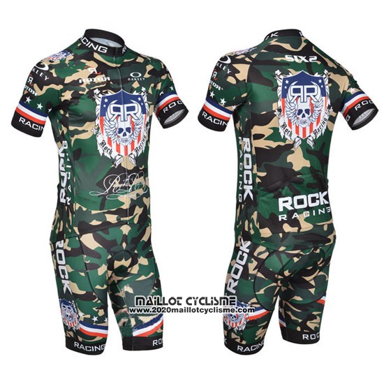 2010 Maillot Ciclismo Rock Racing Jaune et Vert Manches Courtes et Cuissard